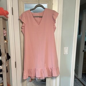 Pink Ruffle Sleeve Dress